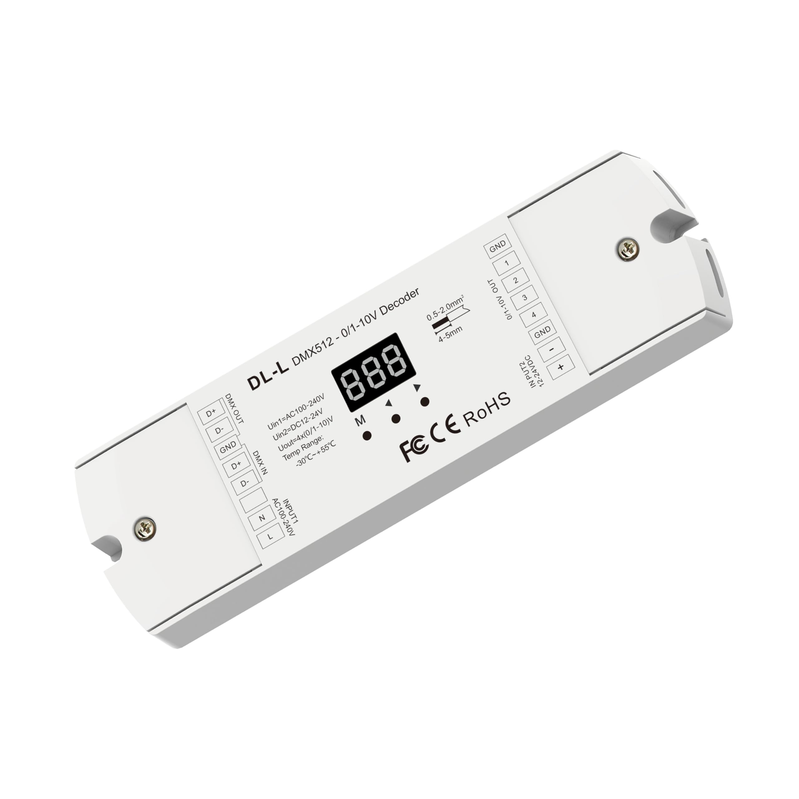 DMX512 to 4CH 0/1-10V Analog Signal DMX 0-10V LED Dimmer RGB/RGBW