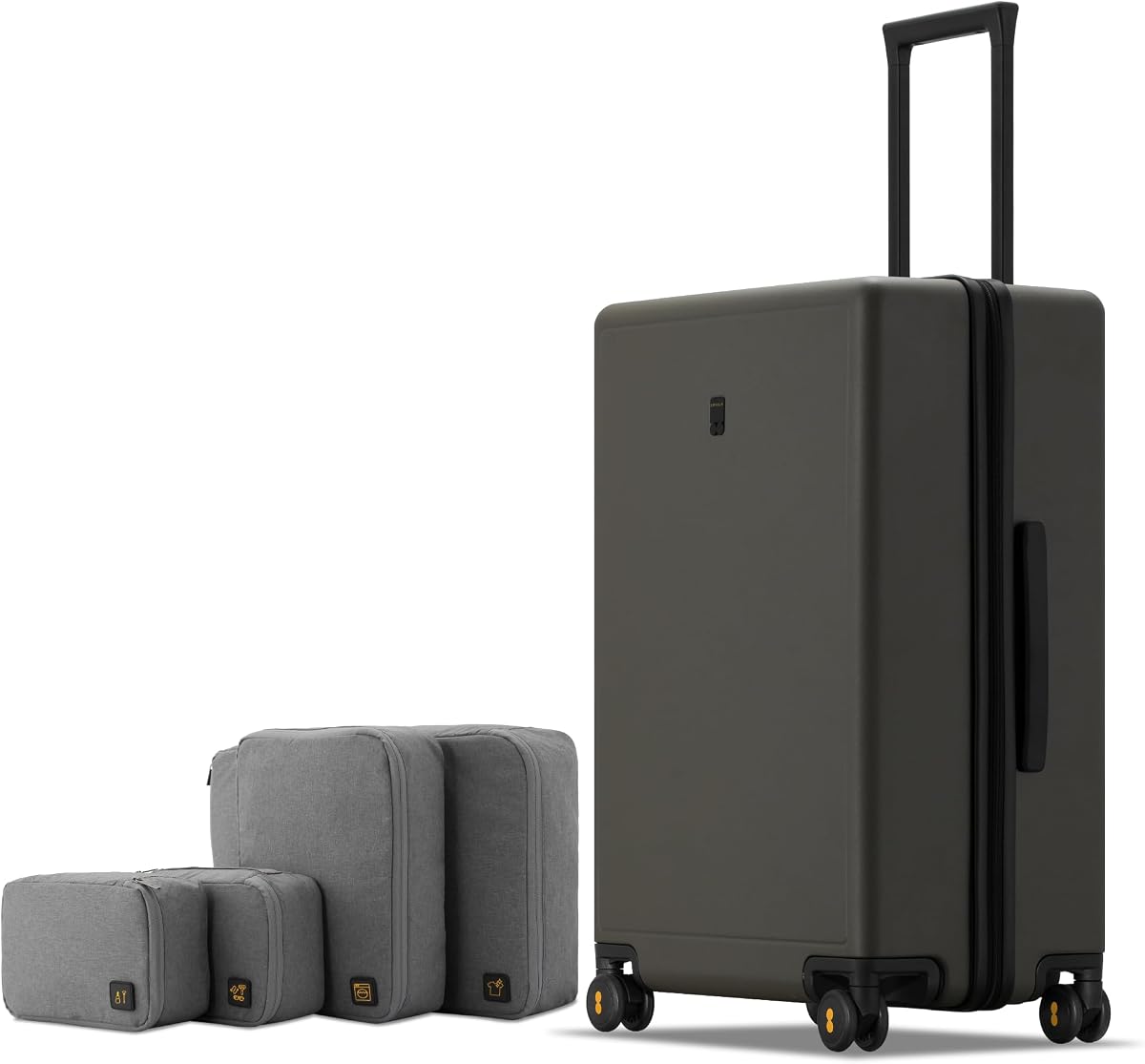 Elegance Checked Luggage, 24 Inch Hardside Suitcase, Lightweight Matte Hardshell with Tsa Lock, Large Suitcases with Spinner Wheels, Olive Green