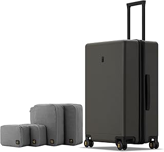 Elegance Checked Luggage, 24 Inch Hardside Suitcase, Lightweight Matte Hardshell with Tsa Lock, Large Suitcases with Spinner Wheels, Olive Green