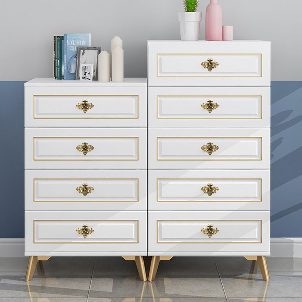 Bee Drawer Knobs, Unique Insect Bee Shaped Cabinet Knob Handle Pulls Single Hole Hardware Furniture Dresser Armoire Wine Cabinet Decorative Knobs 4PCS (Gold)