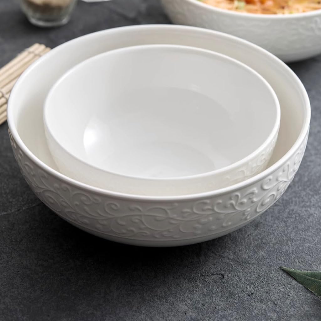 LAPADULA Miski sałatkowe dom ceramiczna miska na ryż prosta biała miska na zupę restauracja wykwintna duża salaterka miski obiadowe