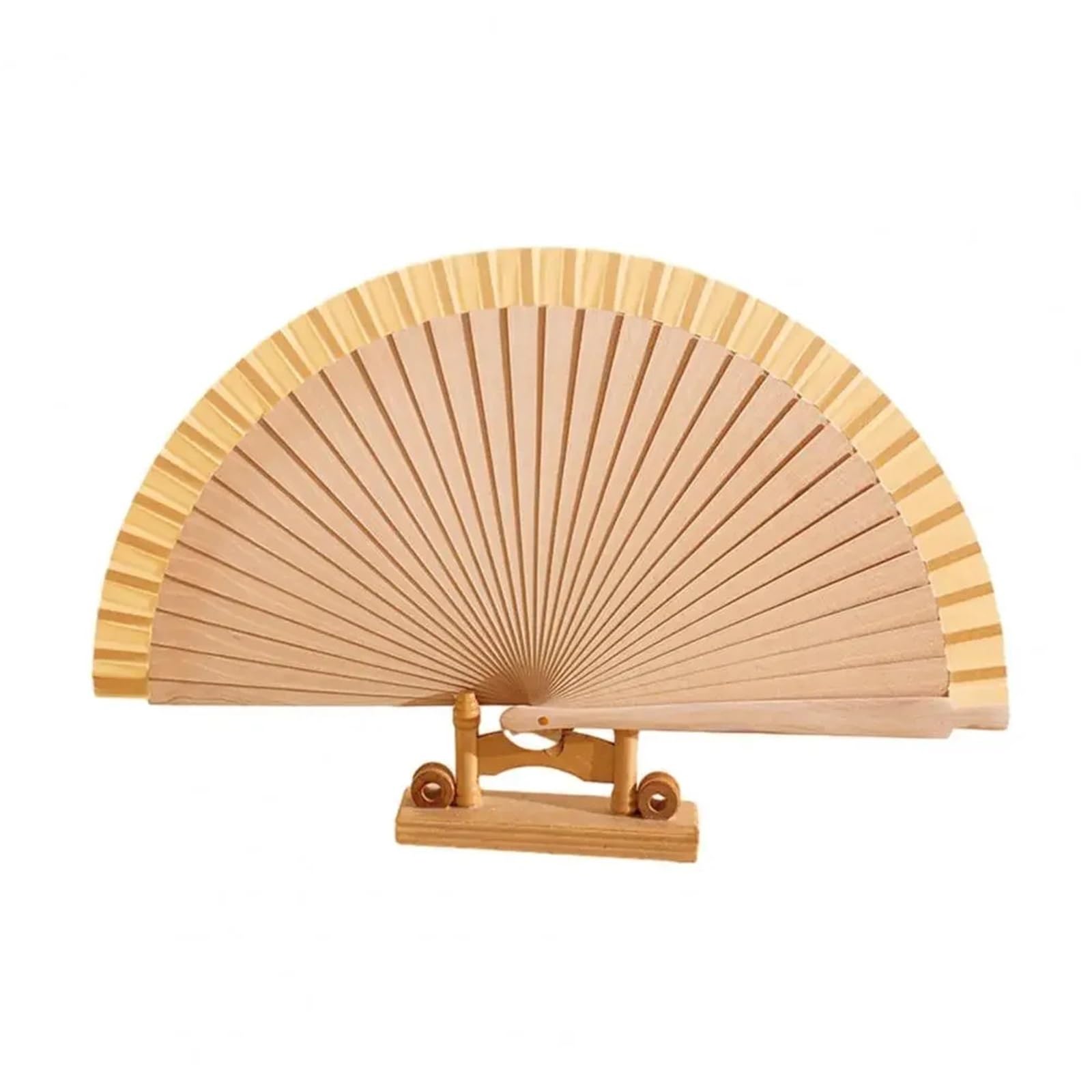 Zeahkri Folding Fans 6pcs Wooden Folding Fan Colored Hand Vintage Decorative Dance Performance Props Party Accessories for Wedding Performance Dancing(Wooden Color)