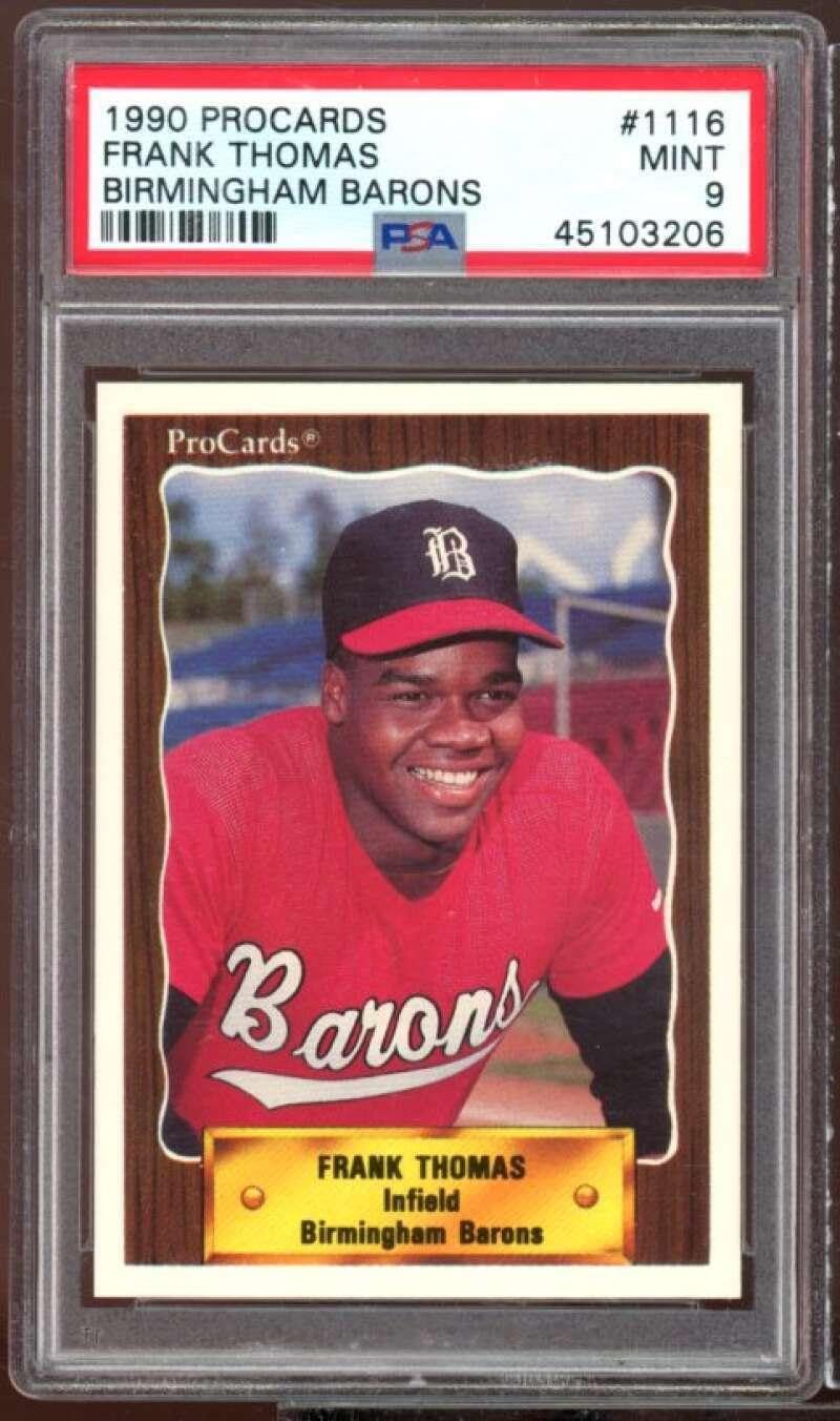 Frank Thomas Rookie Card 1990 ProCards Birningham Barons #1116 PSA 9 - Baseball Slabbed Rookie Cards