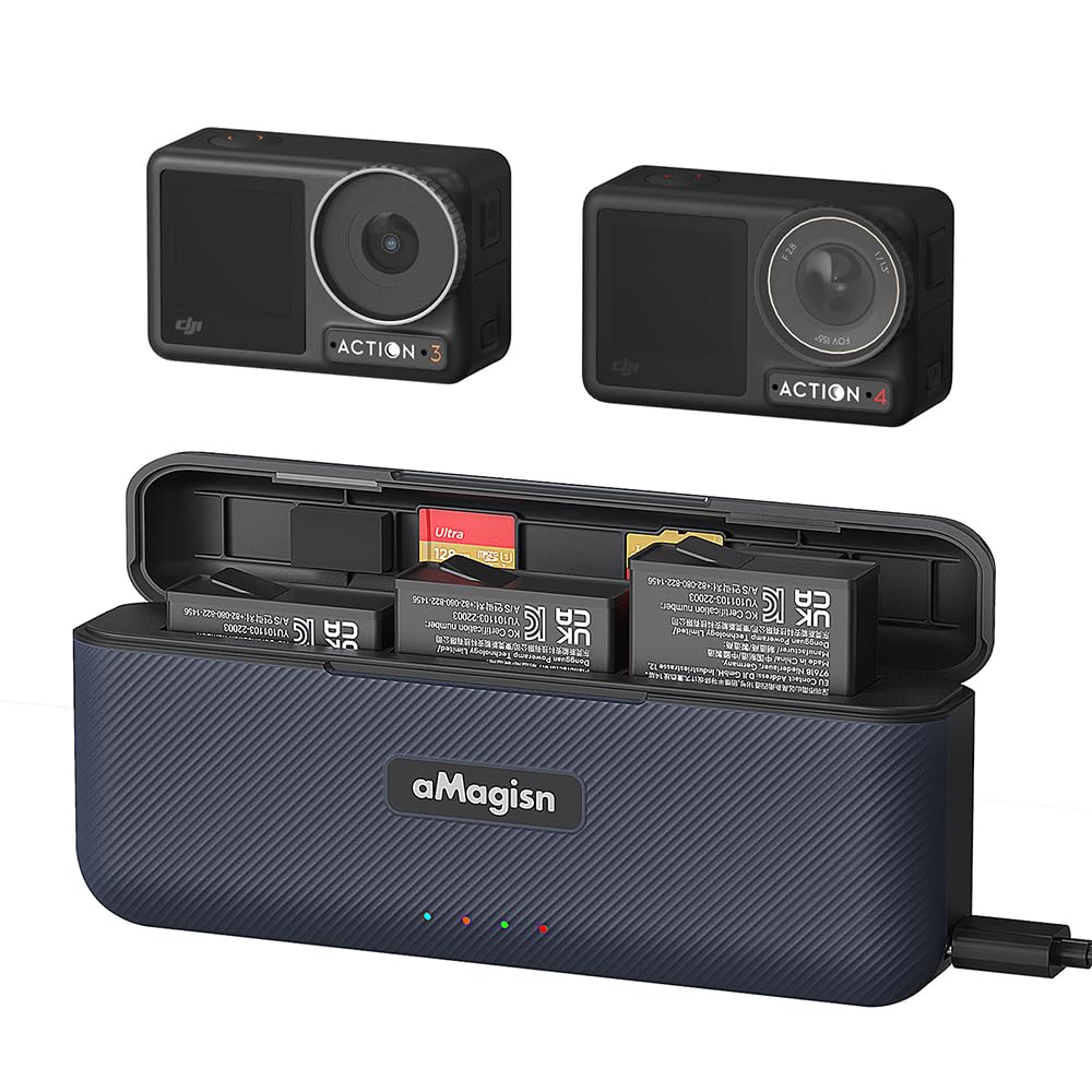 Coyktonty Battery Charger for DJI Osmo Action4/Osmo Action 3,Quick Charger with USB-C Charging Cable,Support: PD3.0/PD2.0 Fast Charging protocols Simultaneous Charging of 3 Batteries