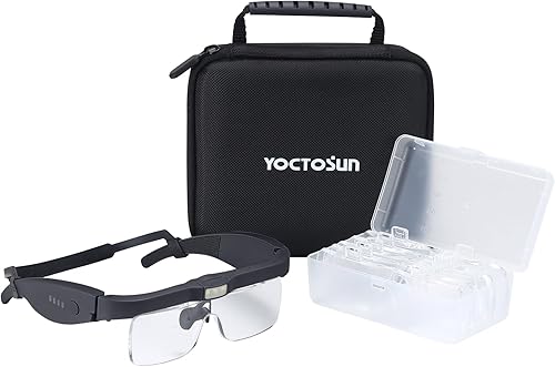 Miniatura 10 de YOCTOSUN - Lupas con 3 luces LED, estuche de almacenamiento, correa para la cabeza y 5 lentes desmontables 0.75X, 1.25X, 2.0X, 3.0X 4.0X,
