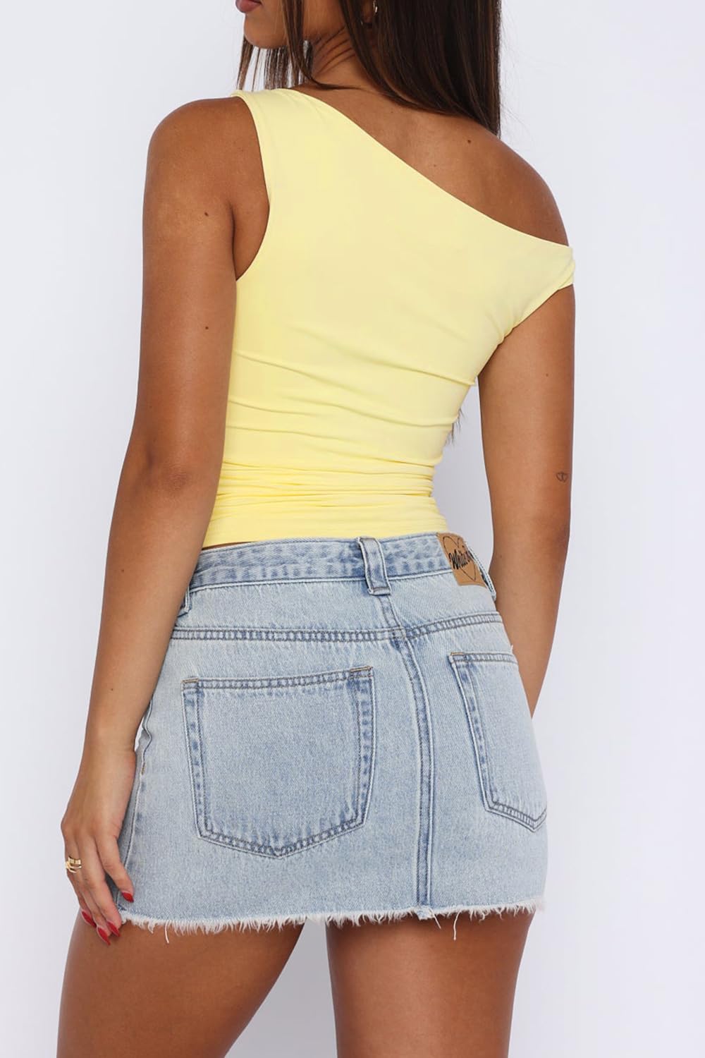 Off The Shoulder Tops for Women - Double Lined Tank Top Crop Cute Summer Trendy Sleeveless Going Out Ruched
