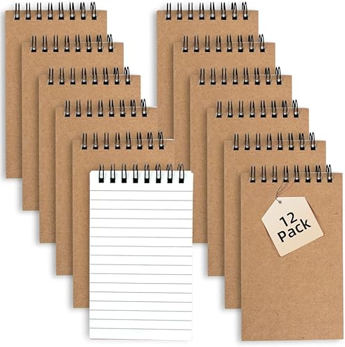 Miniatura 9 de Juego de 12 cuadernos de bolsillo, pequeños bloc de notas en espiral de 3 x 5 pulgadas, mini cuadernos estilo oficina, tamaño pequeño de bolsillo,