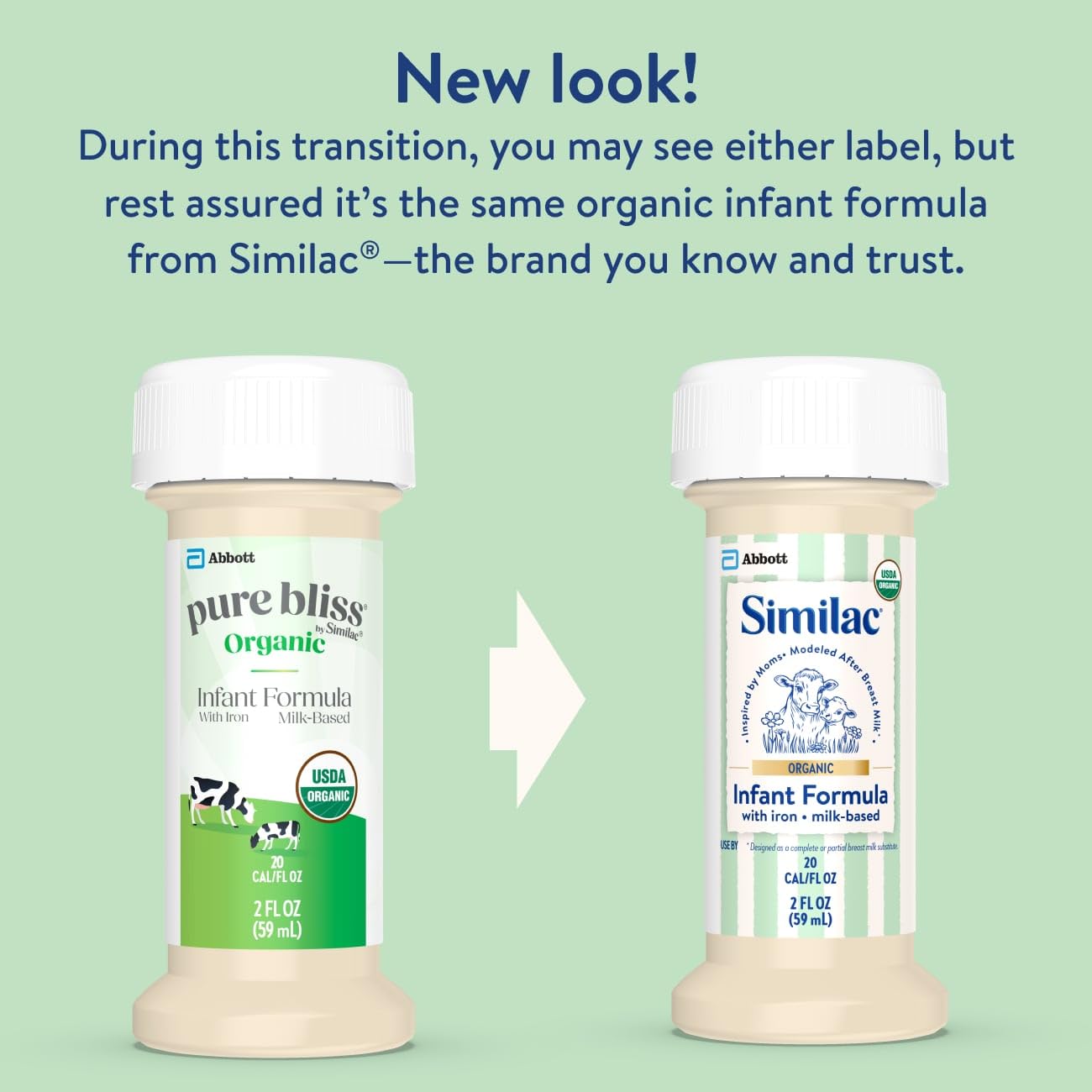 Similac Organic Infant Formula, Easy to Digest, USDA-Certified Organic, Ready to Feed, 2-fl-oz Bottle, Pack of 48 - 4