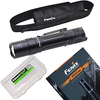 Fenix Bundle PD32 V2 1200 Lumen LED Tactical Flashlight, Holster and EdisonBright BBX3 Battery Carrying case