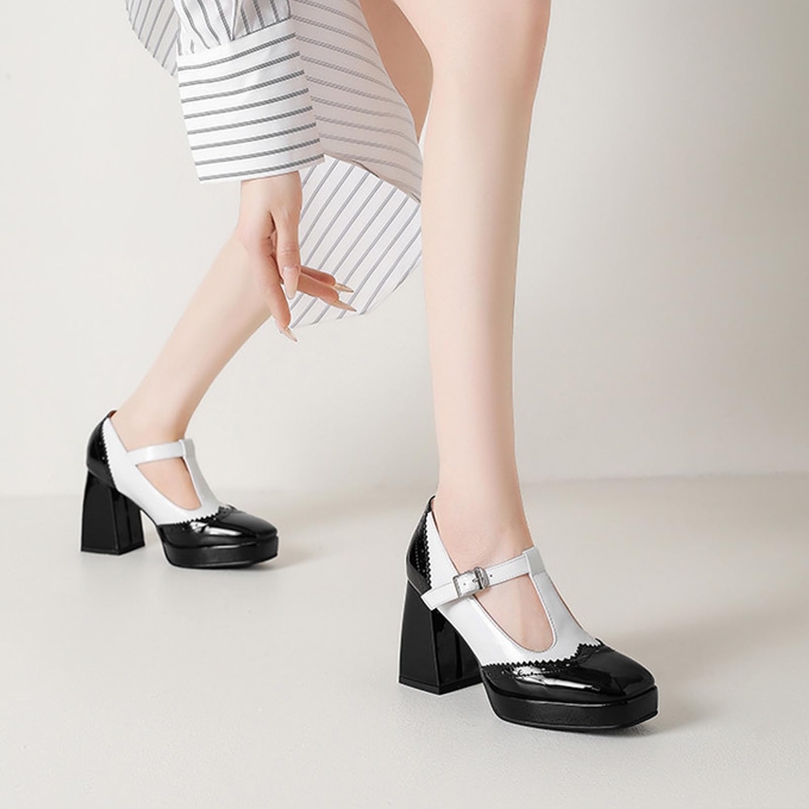 Décolleté Mary Jane Dettagli A Contrasto Donna Feste Nightclub Scarpe