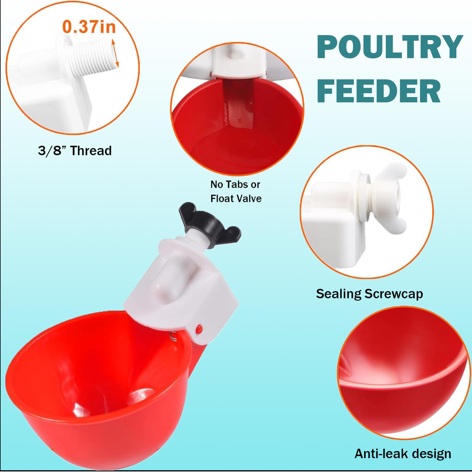 5 Piezas Bebedero gallinas,Bebedero gallinas automatico,comedero,para Pollos con Taladro,para Pato,Ganso,turquía,Paloma, DIY Agua para Pollos automática Kit
