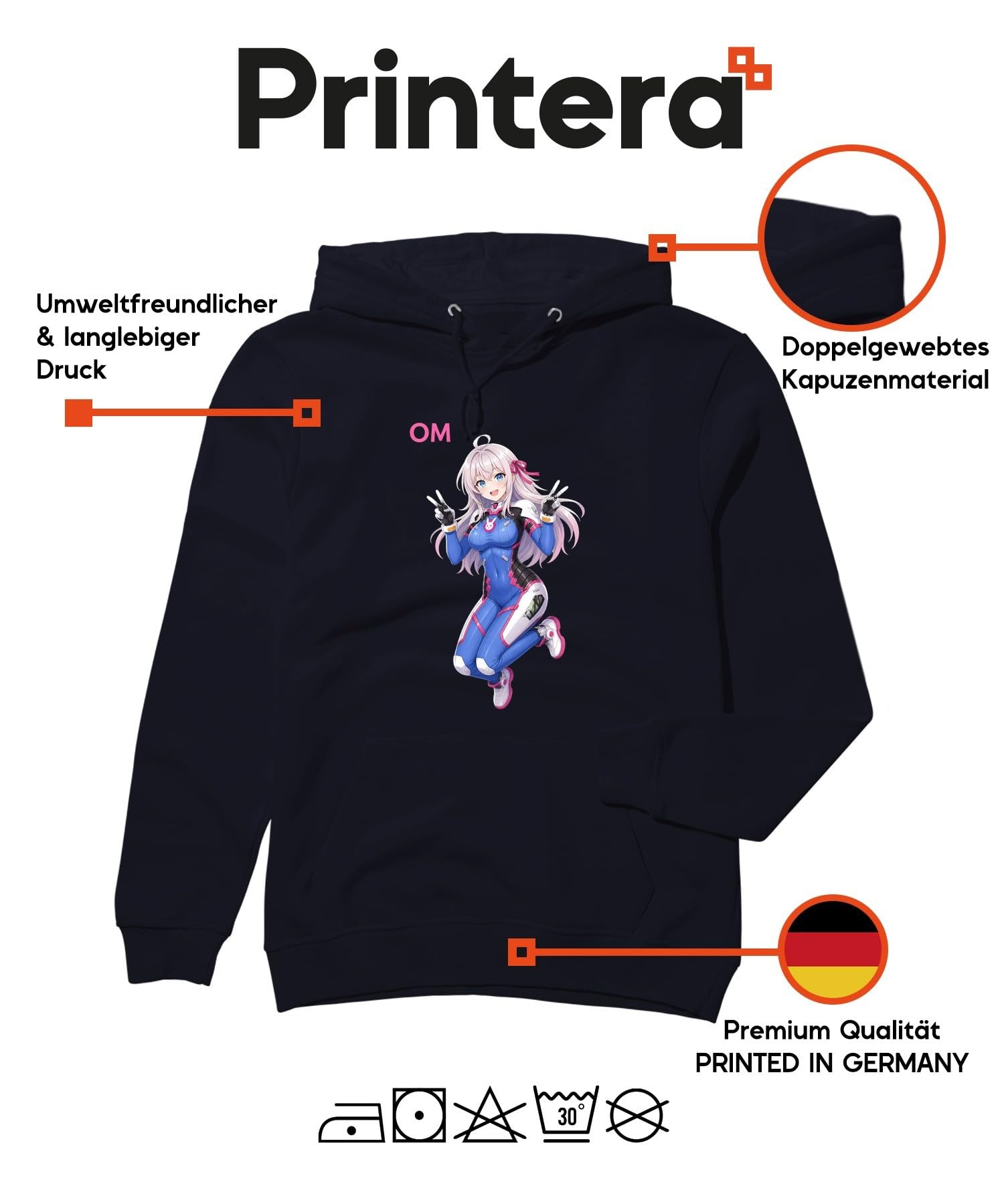 OM Kawaii Anime dziewczęca bluza z kapturem Y2K Japonia Y2K | Otaku Waifu Gamingowa gra wideo Królik Niebieski Strój Webtoon Komiks Cosplayer Pomysł na prezent