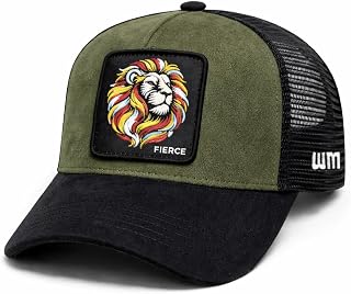 WHIM BRIM Fierce King Premium Suede Trucker Cap for Men | Structured 5-Panel Casual Cap | Embroidered Logo | Adjustable Fi... Price In India