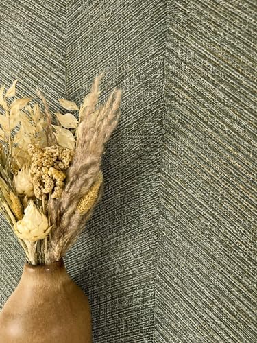 NEWROOM Papier peint Vert Bandes Intissé - Rayures Gris Gris vert Ligne Textile Moderne