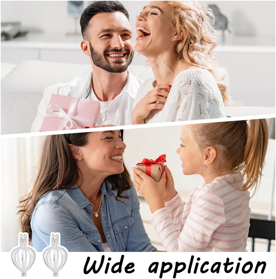 925 Sterling Silver Pearl Cage Locket Bead Cage Pendant Necklace Adjustable Crystal Holder Necklace Hollow Charm for DIY Necklaces Bracelet Jewelry Making Kit Craft Gift - Image 5