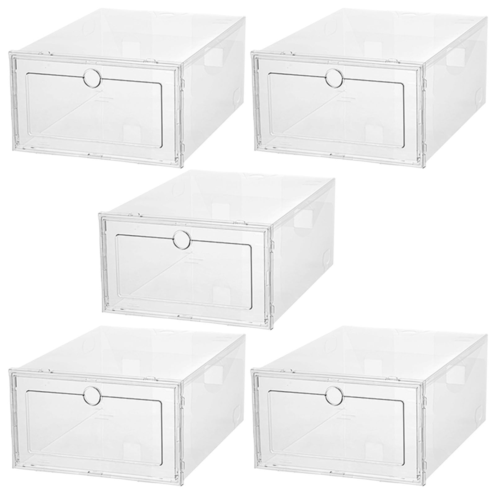 POPETPOP Juego de 5 Cajas para Zapatos Plegables de Pp Diseño Apilable y Apertura Tipo Cajón, Resistentes al Polvo, Ideales para Dormitorio Universitario