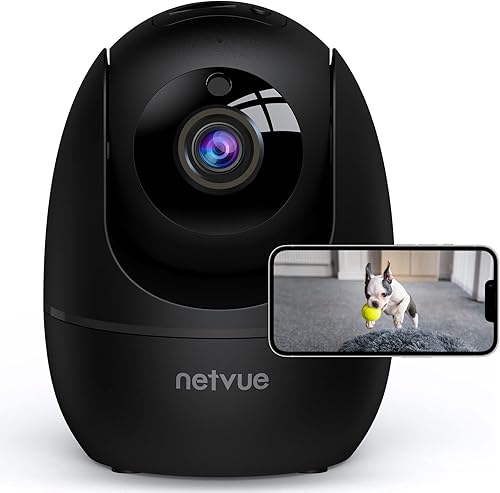 Netvue Cámara de interior cámara WiFi para mascotas de 1080P FHD de 24GHz cámara de hogar para mascotasbebés cámara de audio de 2 vías cámara de