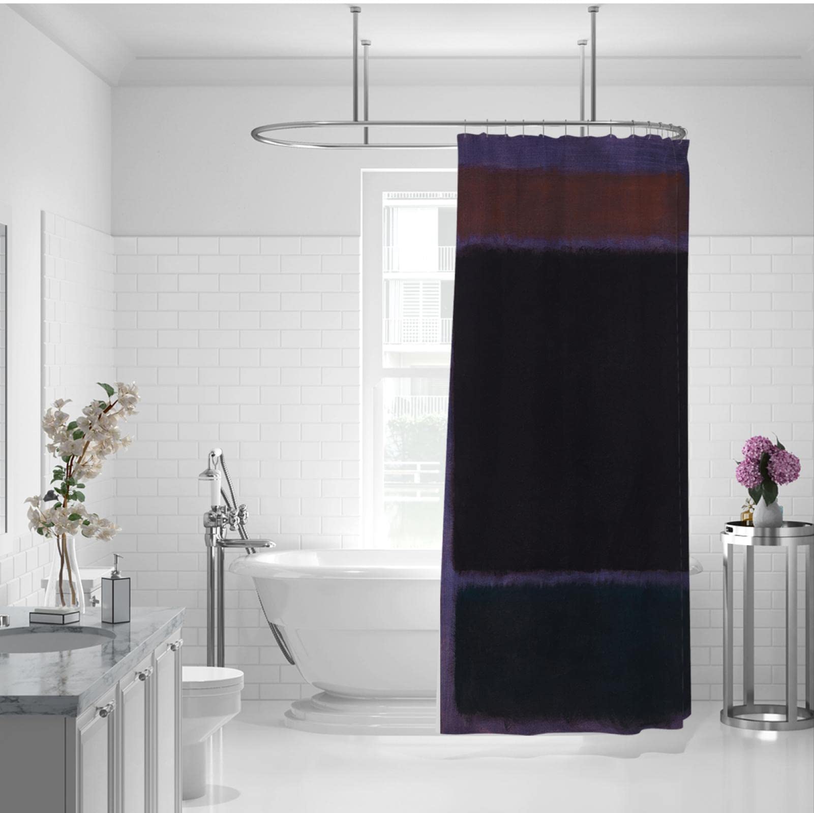Célèbre Peinture Rideau De Douche Peinture À l'huile Art Classique Rétro Mark Rothko Peinture Abstraite Séchage Rapide Rideau De Douche Conception Imperméable Et Polyester 180x200cm