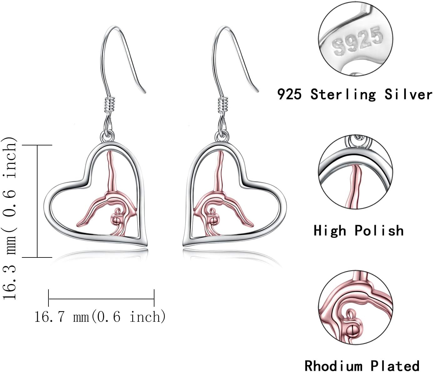Silver Gymnastics Dangle Earrings Rose Gold Flipping Gymnasts Earrings Gymnast Jewelry Gifts For Women
