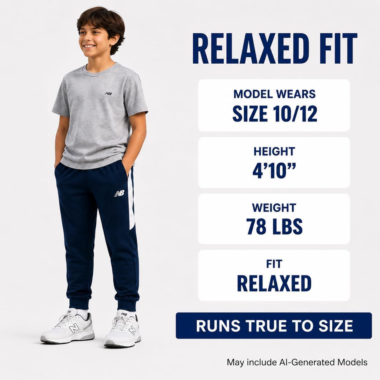 New Balance Pantaloni sportivi per ragazzi, confezione da 2 pezzi, in tricot con elastico in vita, pantaloni sportivi per bambini