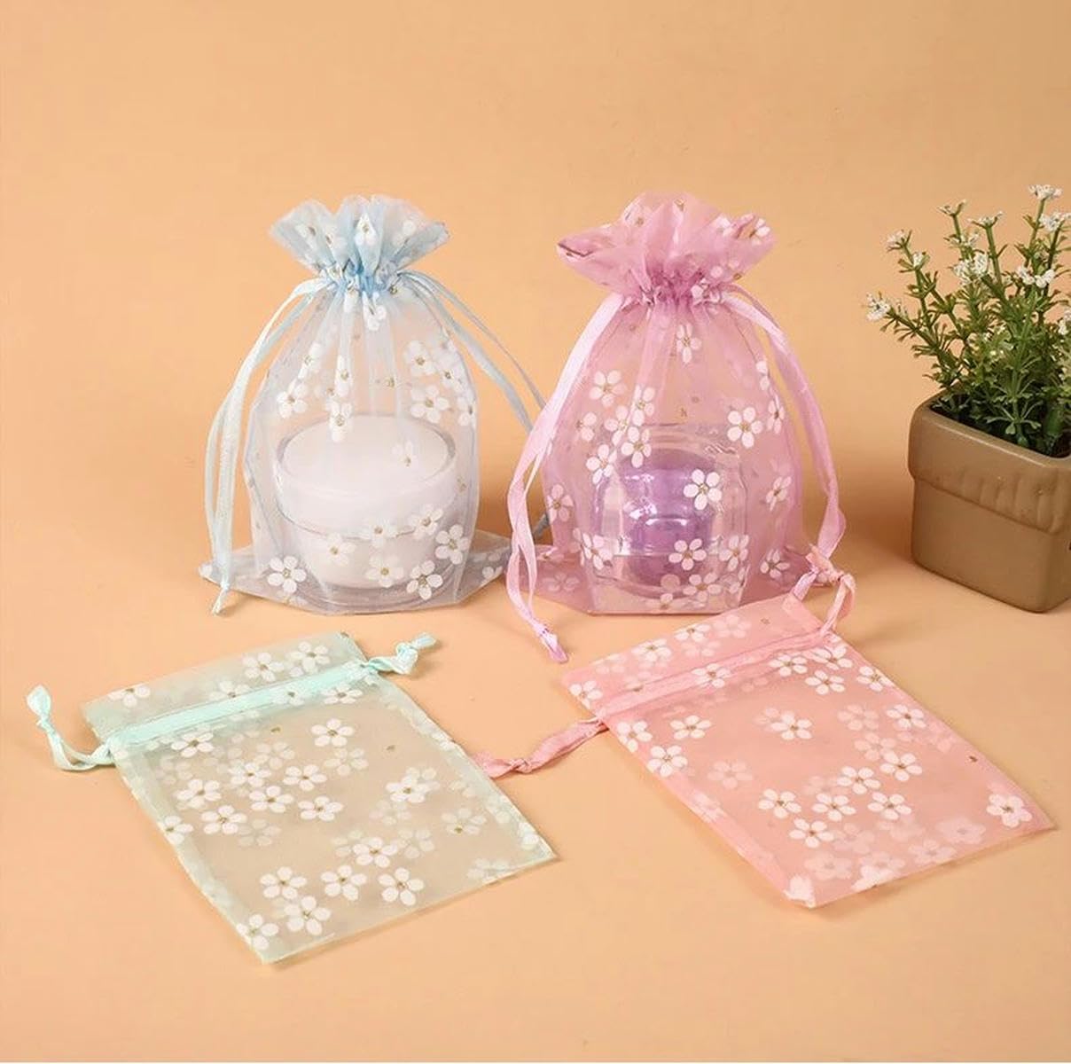10 sztuk/partia 10x14 13x18 16x23 haft organza saszetka biżuteria opakowania torebki wesele cukierki Bolsa sznurek rzemieślnicze torby