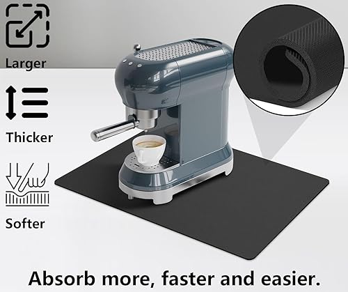 Miniatura 2 de Tapete para cafetera para encimeras, decoración de cafetería, almohadillas grandes para cafetera, absorbente, lavable, reversible, tapete de