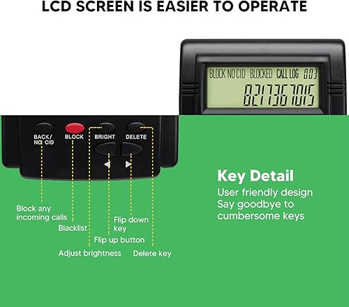 Miniatura 3 de Bloqueador de llamadas para teléfonos fijos, caja de identificación de llamadas para evitar el acoso con pantalla LCD, 4000 grupos de gran
