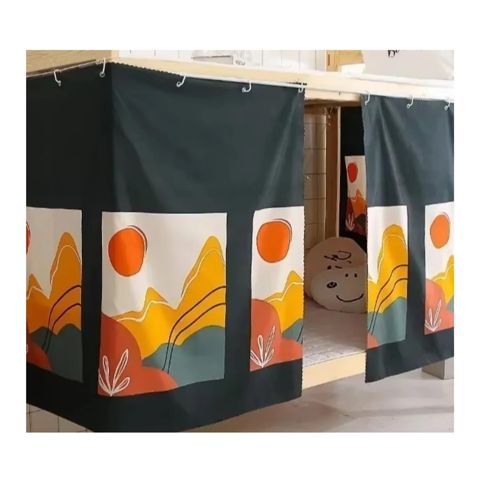 Cortina de cama litera opaca contra la falta de privacidad y los mosquitos en el dormitorio