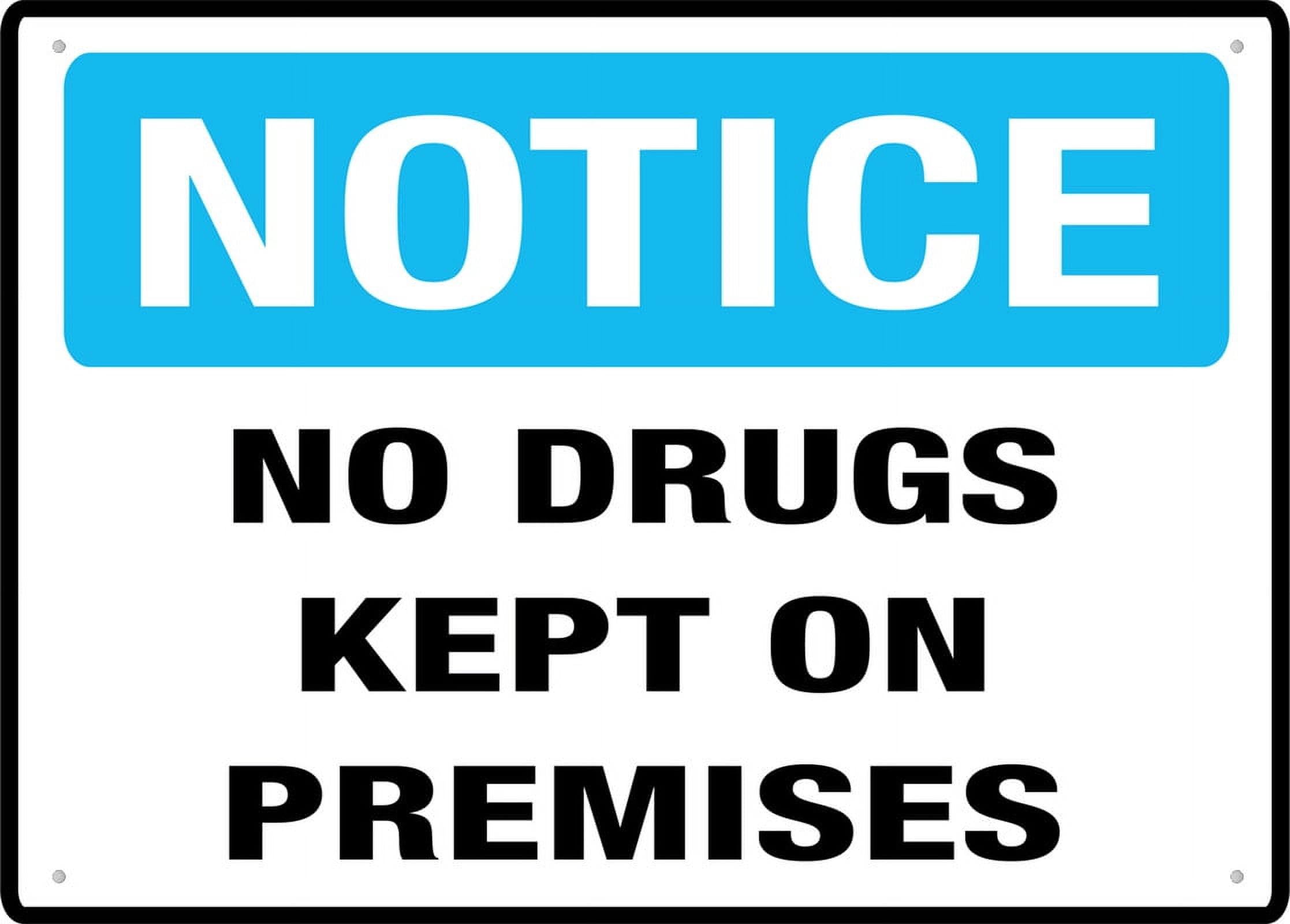 No Drugs Kept On Premises Aluminum Metal Sign 12"x8" Pre-Drilled Holes For Easy Mounting Indoor/Outdoor Use - Fence/Door/Gate