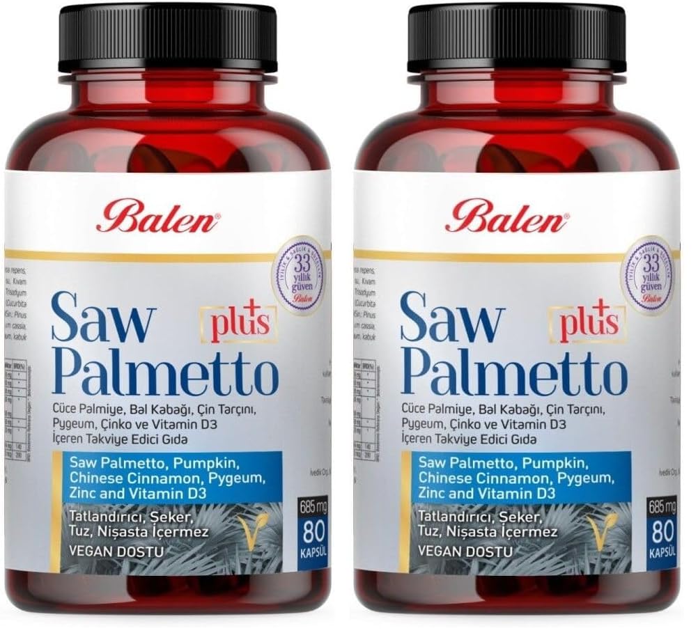 Balen Erkek Sağlığı İçin Palmiye Özü, Çin Ginsengi ve D3 Vitamini Kapsül 80 Adet (2 paketi)