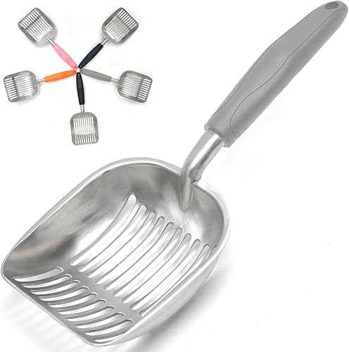 Cuchara de arena para gatos, cuchara de arena de aluminio para gatos, cucharas de arena de metal de gran tamaño sólidas y duraderas, metal sólido,