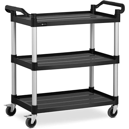 Royal Catering Servierwagen Küchenwagen RCSW-3R (3 Borde, Tragfähigkeit 150 Kg, Tablettabstand