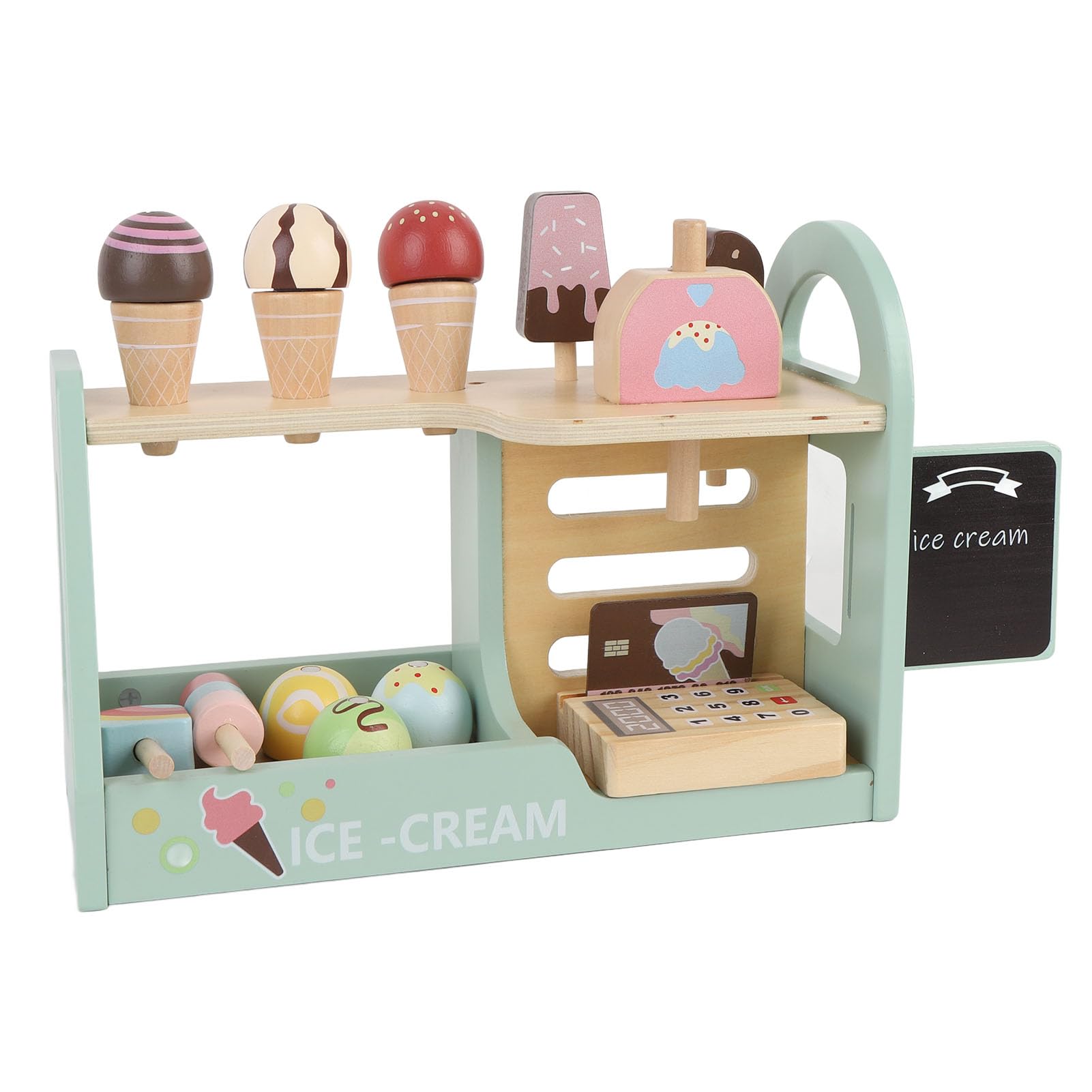 Generic Juguetes de Helado de Madera Realistas, Accesorios para Alimentos, Juego Educativo de Heladería, Juego Interactivo de Heladería para Niños