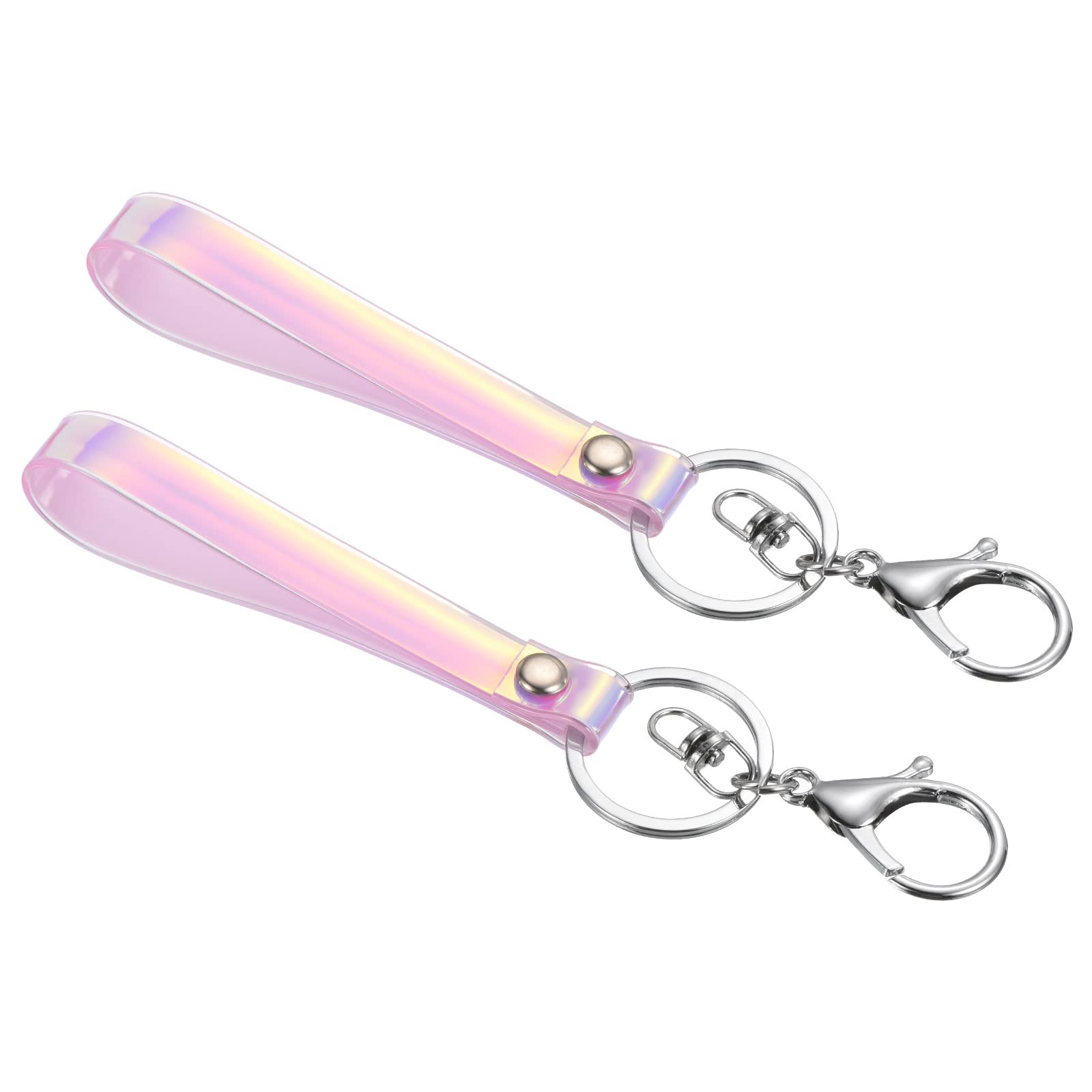 PATIKIL Wrist Lanyard for Keys 2 Pack Wristlet Strap Keychain Hand Wrist Lanyards Silver Keyring Key Chain Holder, Pink