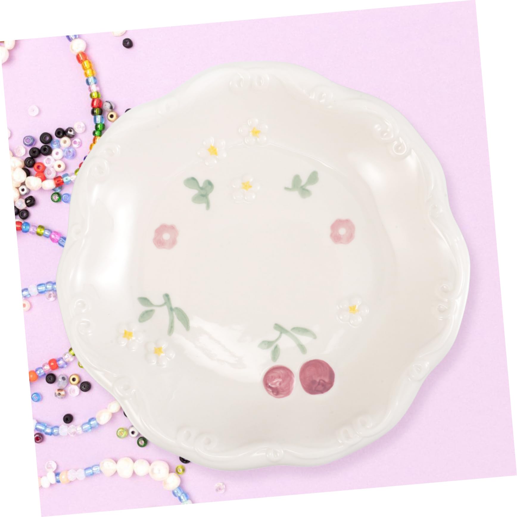 Vassoio Gioielli in Ceramica Bianco a Forma di Nuvola | Bordi Lisci, per Chiavi e Piccoli Accessori, Adatto a Vanity e Arredo Casa