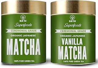 BLUE TEA - Japanese Matcha Green Tea Powder (1.76 Oz) + Vanilla Japanese Matcha Green Tea Powder (1.76 Oz) || Healthy Supe...
