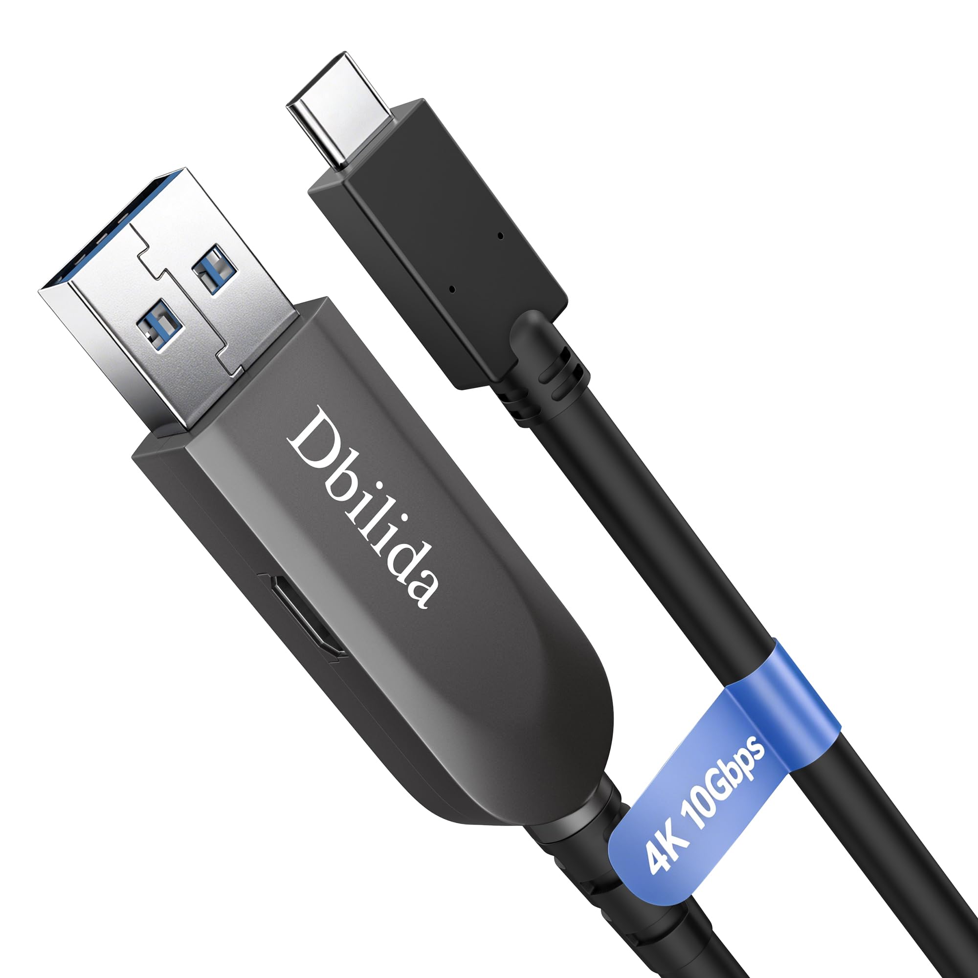 Cable de fibra óptica 4K 60Hz USB C de 33 pies, 10 Gbps USB 3.2 Gen 2 USB A a USB C cable de datos para cámaras web, VR, sistemas de conferencia, Logitech, Azure, ClickShare, Intel RealSense (sin