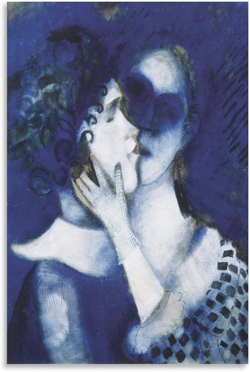 ZZYGGN GMGSW Blue Lovers by Marc Chagall Poster Abstract Prints Marc Chagall Canvas Wall Art Surrealism Painting for Office Picture Decor 40x60cm Unframe