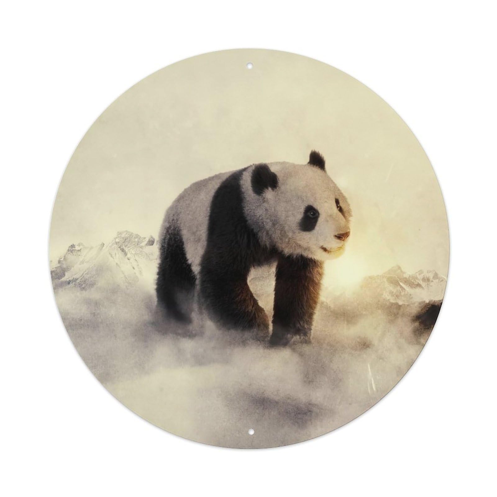 Animal Artwork Giant Panda Vintage Metal Tin Sign Plaque Wall Decor for Cafe, Club Bar, Office, Garden Metal Poster 8x8Inch