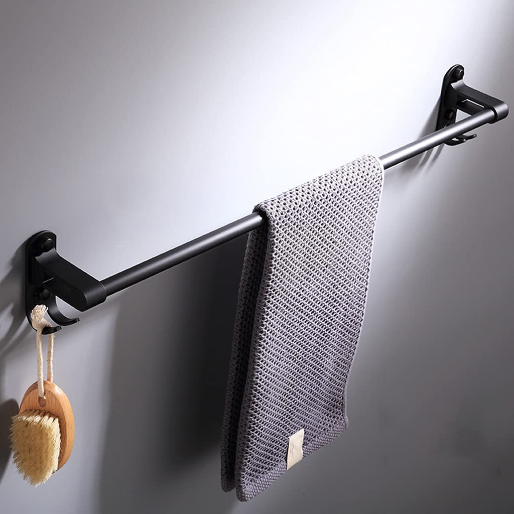 Porte-serviettes double noir 60 cm en aluminium pour une salle de bain moderne