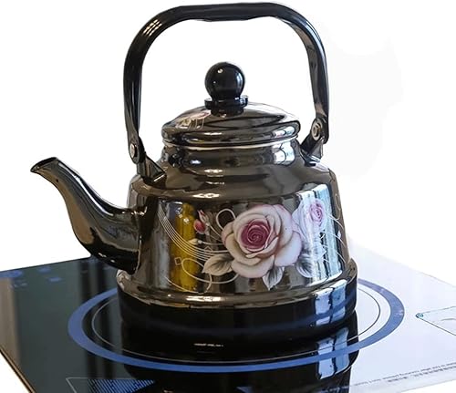 XDCHLK - Olla esmaltada portátil gruesa negra para el hogar estufa de gas olla de fuego universal para café leche china