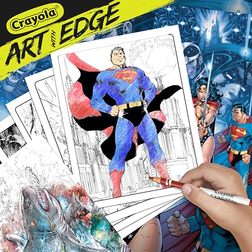 Crayola Arte com borda, conjunto de colorir Liga da Justiça, para adultos, presente para adolescente