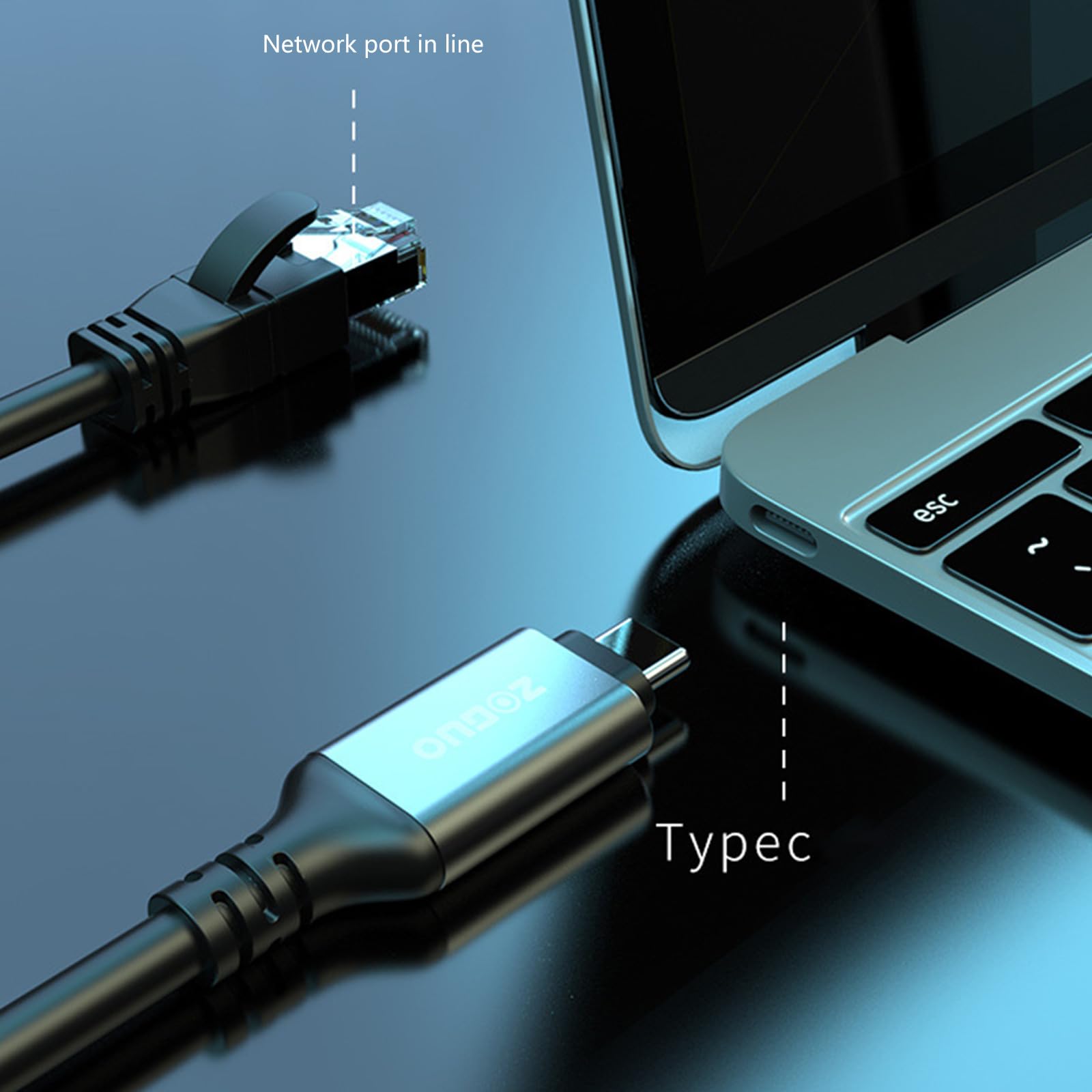 Cavo adattatore di rete USB tipo C a RJ45 Gigabit Ethernet ad alta velocità, 1000 Mbps, connettori per ufficio e