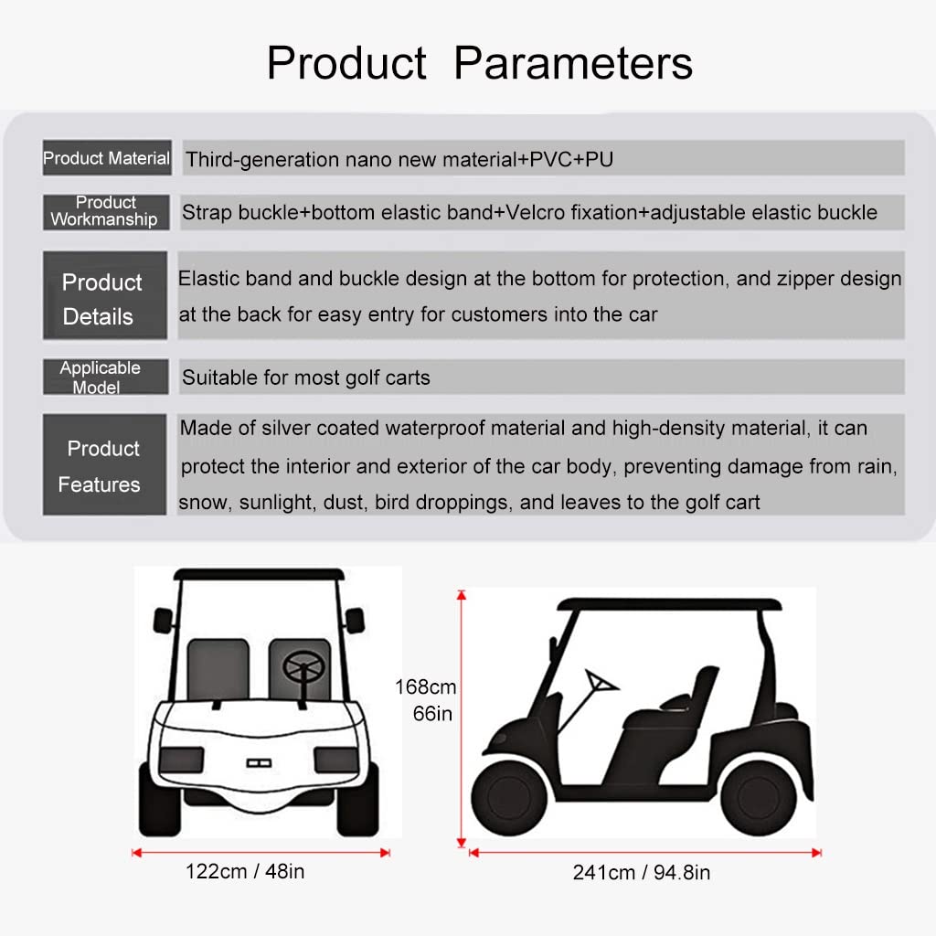 SHANTRA Golfwagen-Abdeckung Für 2/4 Personen – Wasserdicht, Mit 4 Fenstern, Tragetasche, 127x214x140 Cm, Universell