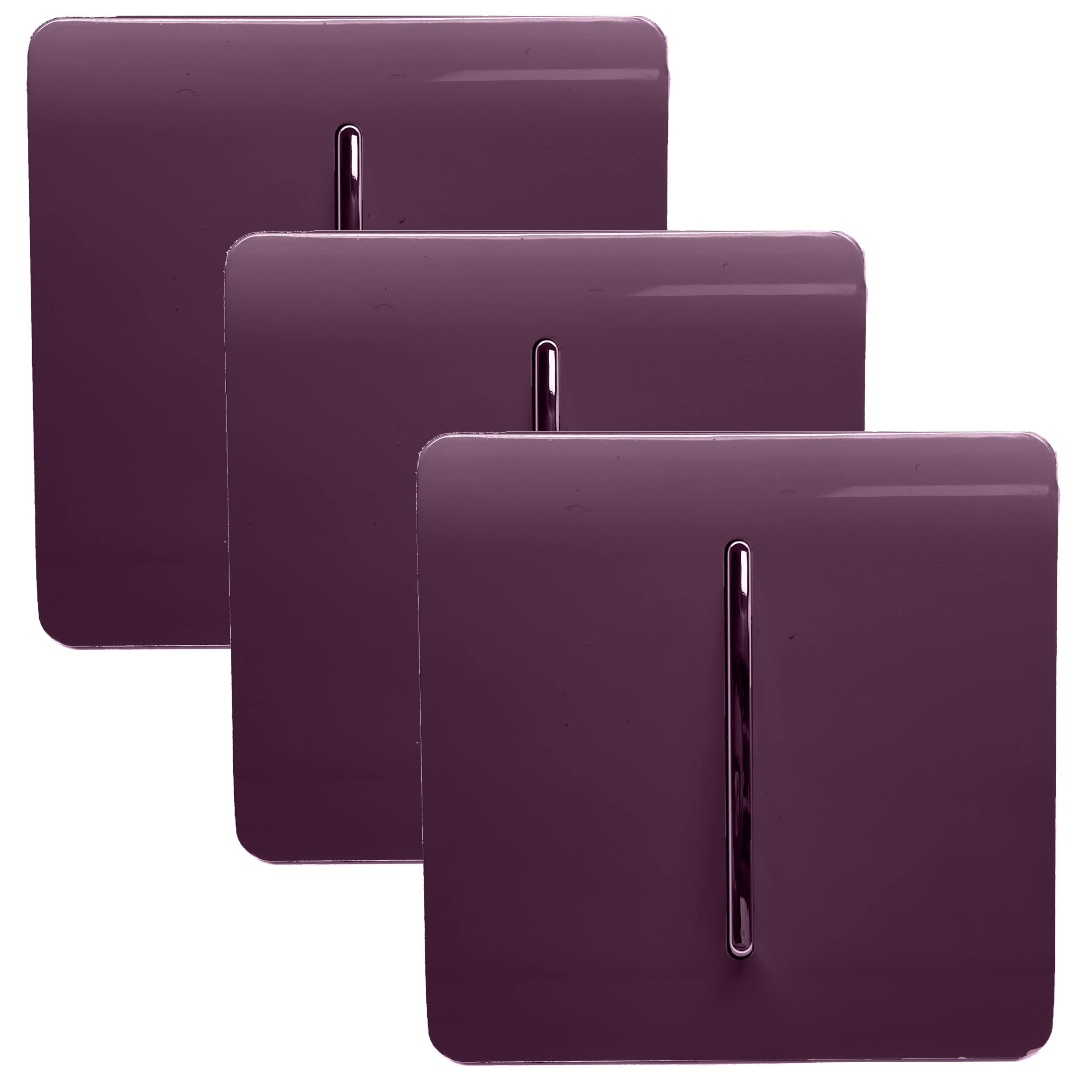 Trendi Switch 1 Gang Rocker Light Switch - Plum Purple - 3 Pack - Screwless Design