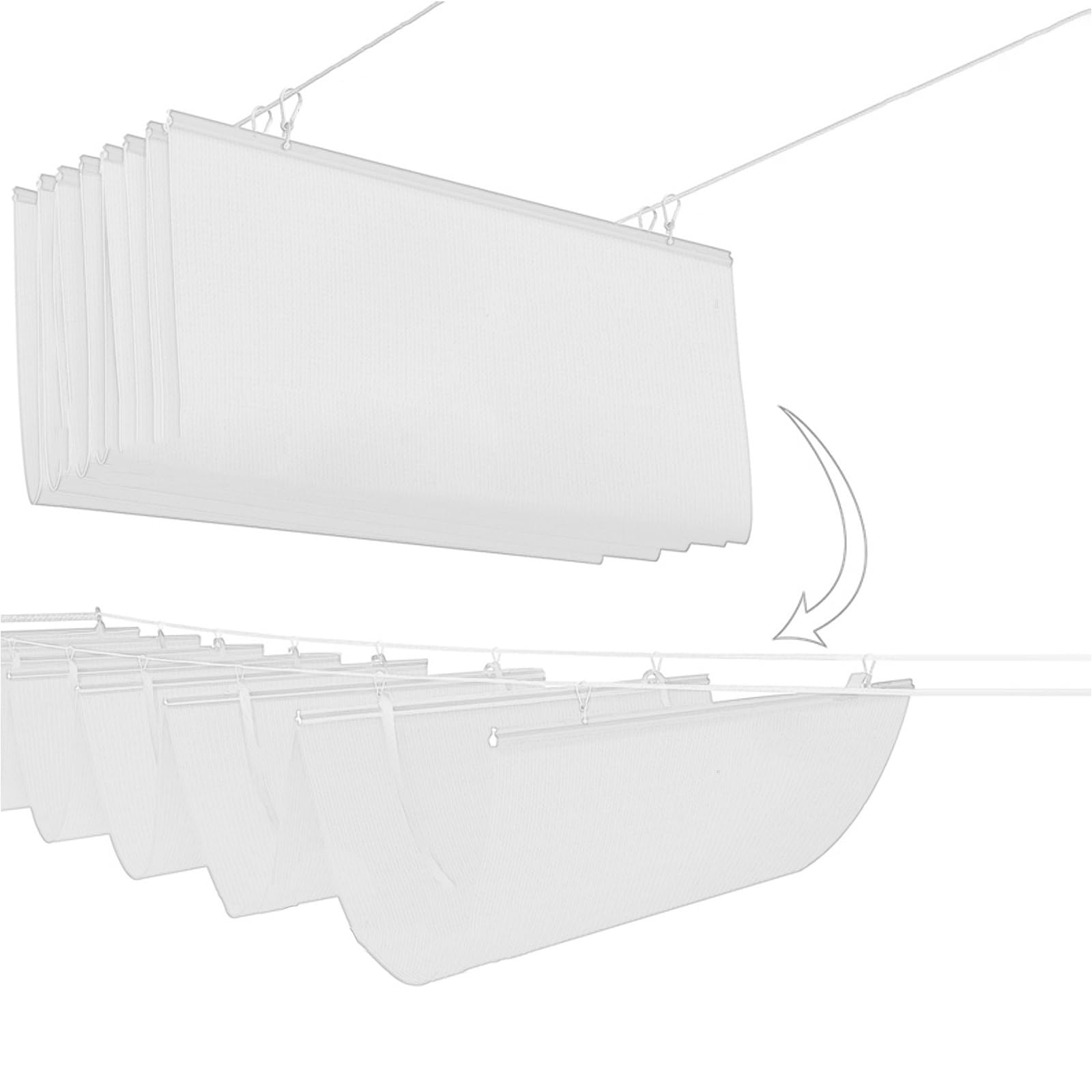 Einziehbares Sonnensegel,U-förmige Wave-Sonnensegel,Wave Shade Sail Markise,80% Schatten Stoff,Lichtfilter/Atmungsaktiver Schattenspender,mit Zubehör,für Terrasse,Weiß (2x12m/6.5x39ft)
