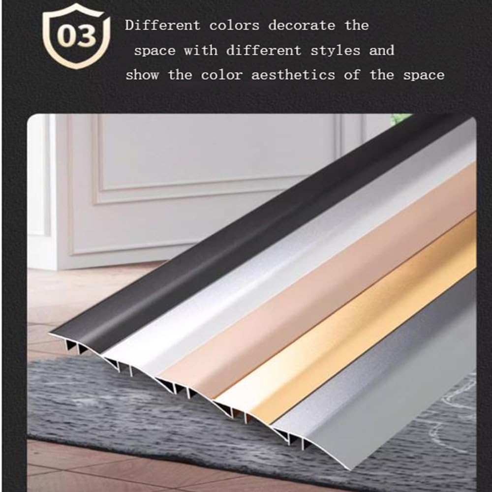 Bande de transition de sol en aluminium, rampe de réduction de seuil de bande de seuil en métal robuste for intérieur et extérieur(Gray,90cm/35.4in)