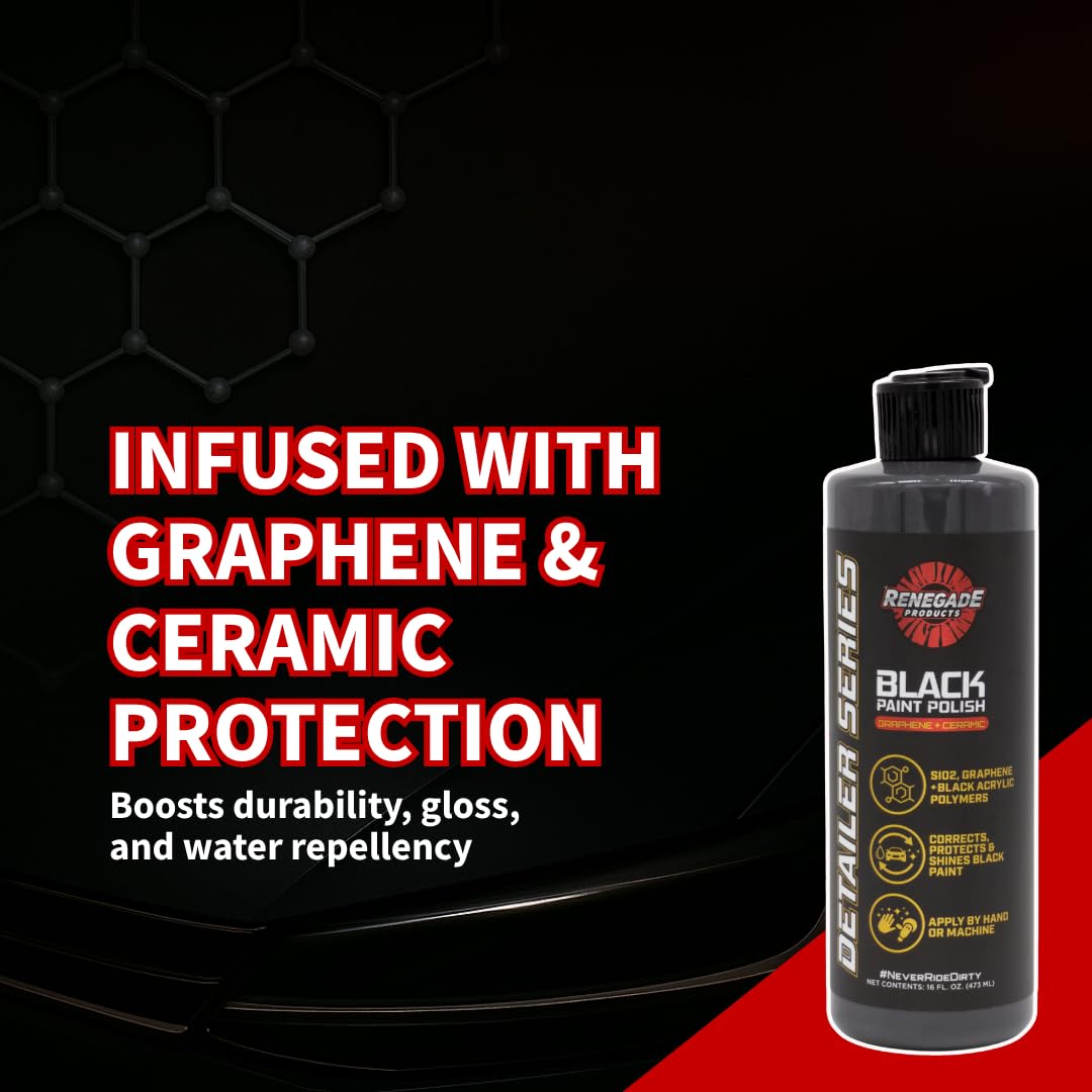Renegade Products Graphene + Ceramic Black Paint Polish with Sio2, 1 Year Coating for Enthusiasts and Professionals