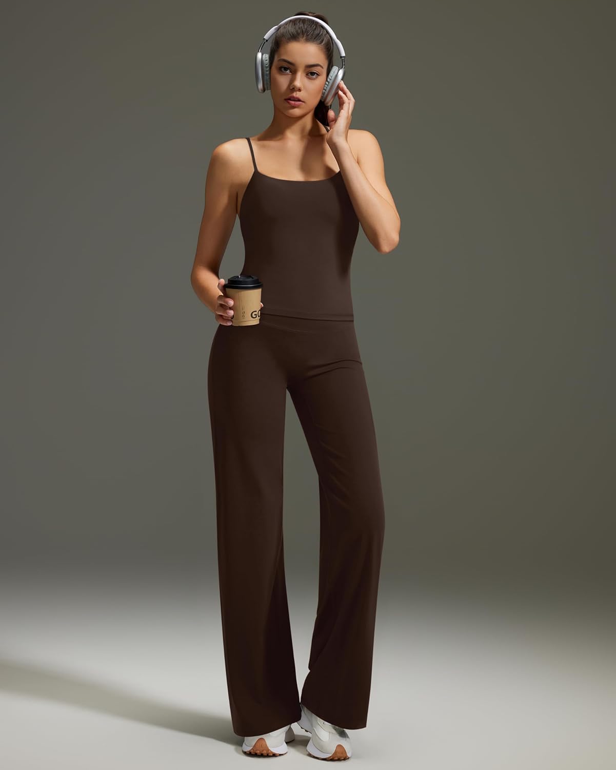 OMKAGI Workout Sets for Women Padded Tank Tops Matching Straight Leg Yoga Outfits - Image 2