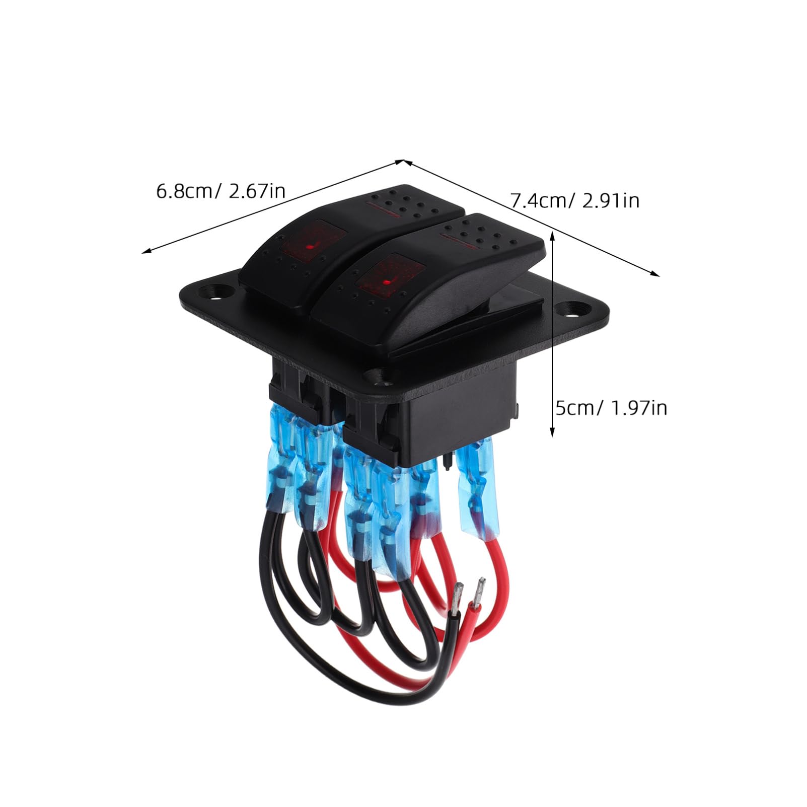 POPETPOP Toggle Panel with Red Led Lights Gang Aluminum Rocker for Boats Rvs Cars Atvs Multi-Device Control for Various Applications